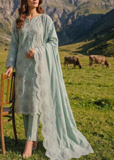 Miraas By VS Textile Embroidered Khaddar 3 Piece Unstitched Suit VS26MV1 D-EK-689 Green - Front View
