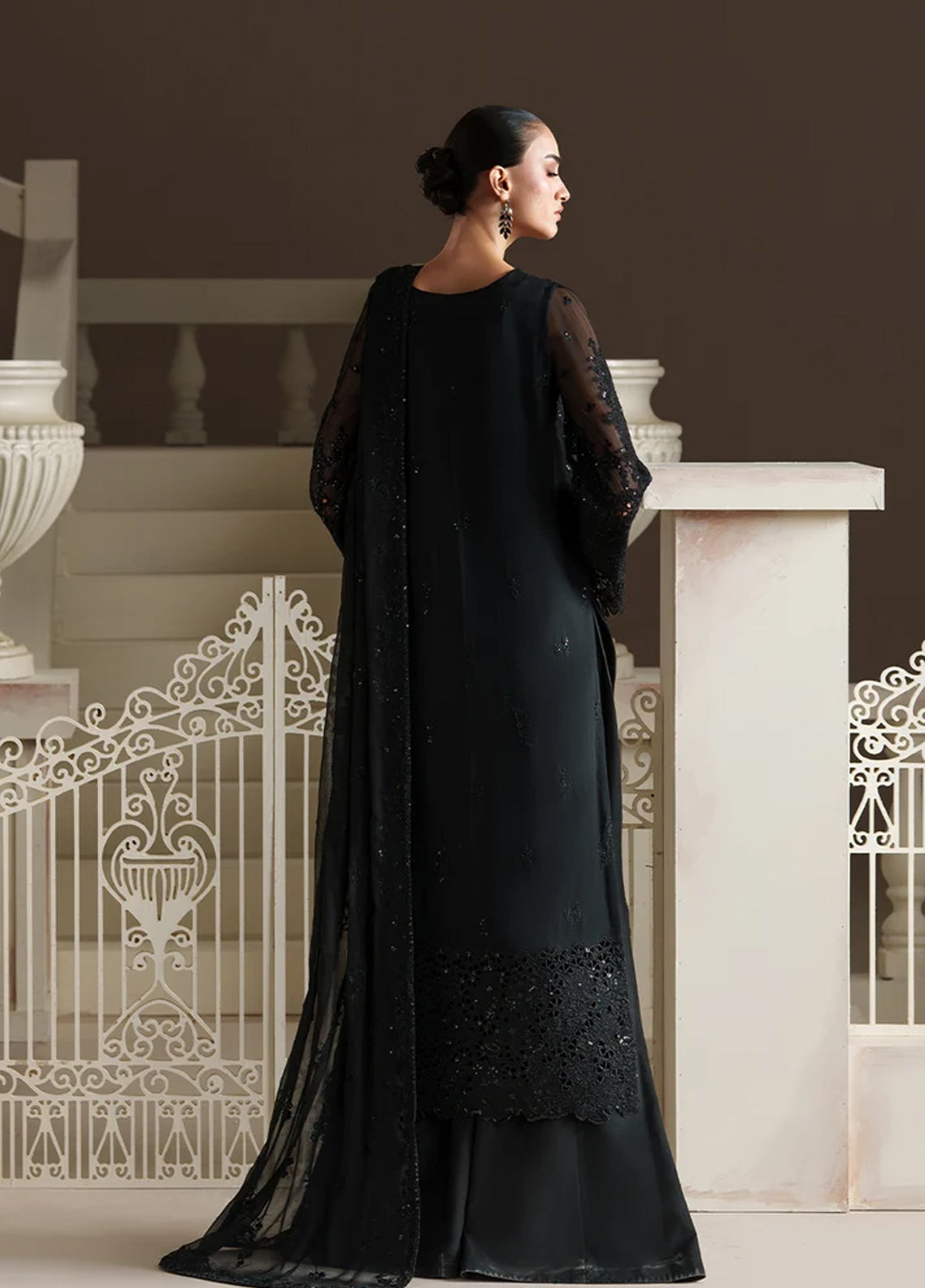 Modern Heirloom By Emaan Adeel Embroidered Chiffon 3 Piece Unstitched Dress EA26MHC D-06 OTTILIE Black - Back View Modern Heirloom By Emaan Adeel Embroidered Chiffon 3 Piece Unstitched Dress EA26MHC D-06 OTTILIE Black - Back View