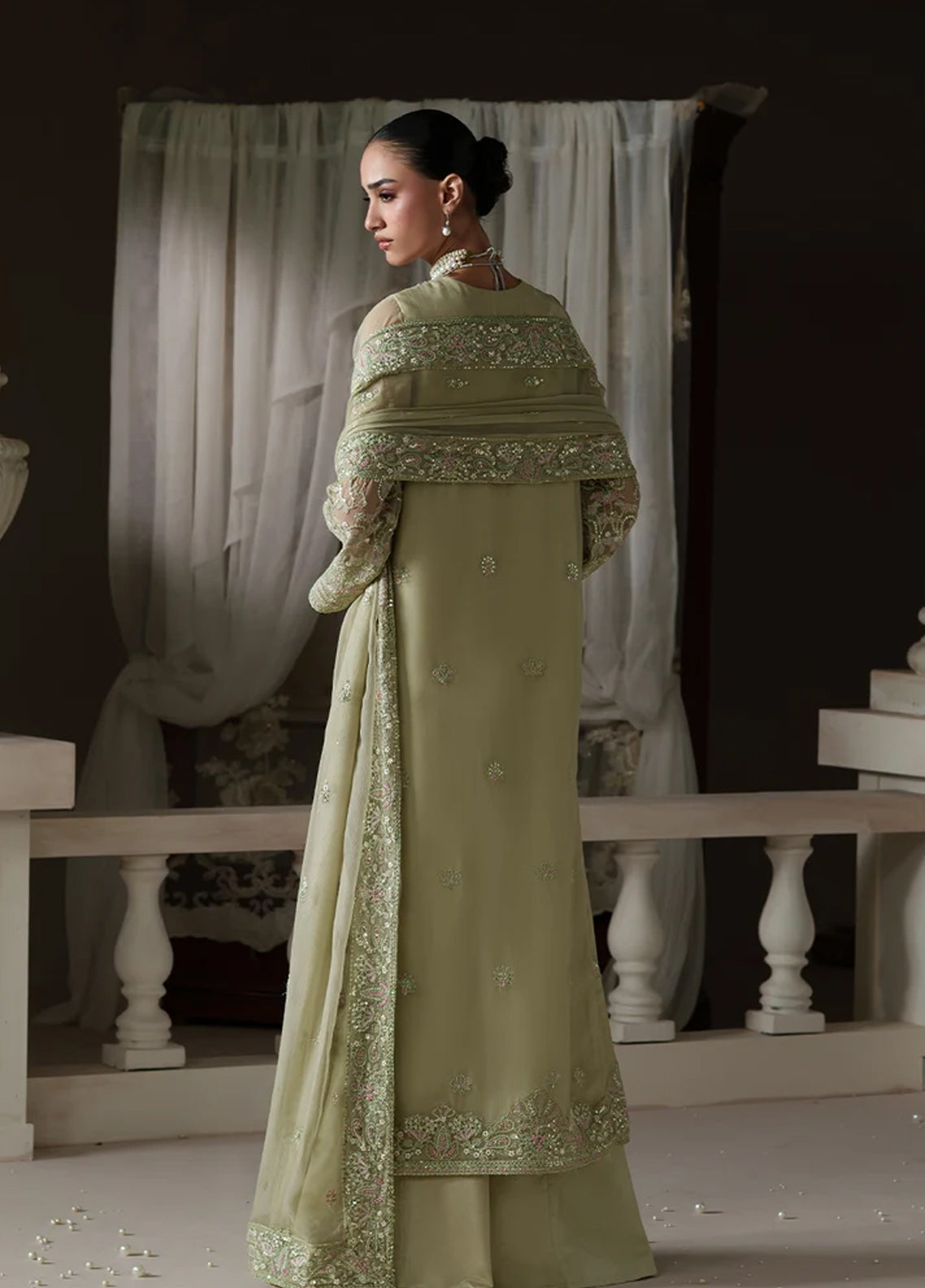Modern Heirloom By Emaan Adeel Embroidered Chiffon 3 Piece Unstitched Dress EA26MHC D-07 MODERN BELLE Mint Green - Back View Modern Heirloom By Emaan Adeel Embroidered Chiffon 3 Piece Unstitched Dress EA26MHC D-07 MODERN BELLE Mint Green - Back View
