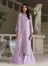 Modern Heirloom By Emaan Adeel Embroidered Chiffon 3 Piece Unstitched Dress EA26MHC D-08 EMMELINE Lilac - Front View