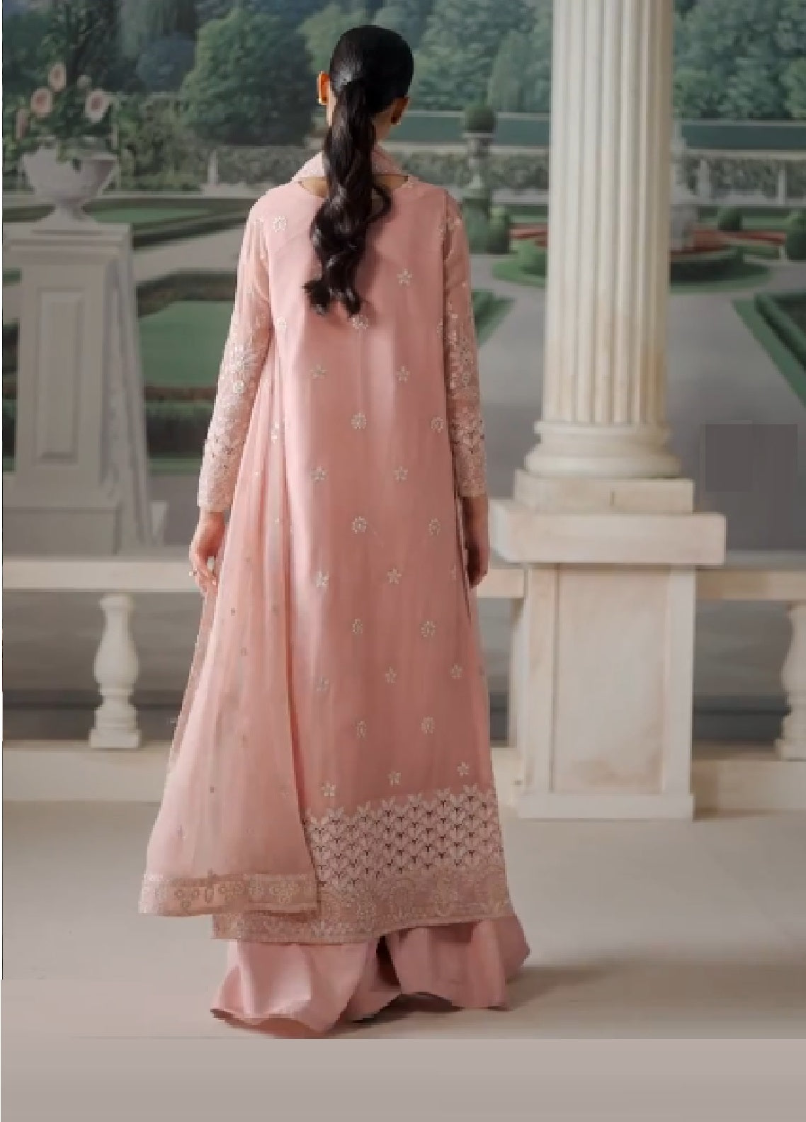 Modern Heirloom By Emaan Adeel Embroidered Chiffon 3 Piece Unstitched Dress EA26MHC D-10 ANTIQUE BLUSH Baby Pink - Back View Modern Heirloom By Emaan Adeel Embroidered Chiffon 3 Piece Unstitched Dress EA26MHC D-10 ANTIQUE BLUSH Baby Pink - Back View