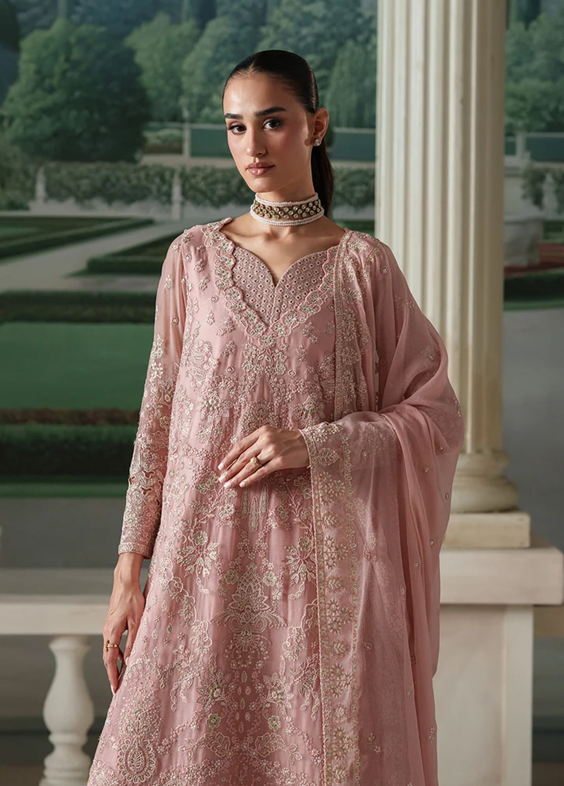 Modern Heirloom By Emaan Adeel Embroidered Chiffon 3 Piece Unstitched Dress EA26MHC D-10 ANTIQUE BLUSH Baby Pink - Detail Modern Heirloom By Emaan Adeel Embroidered Chiffon 3 Piece Unstitched Dress EA26MHC D-10 ANTIQUE BLUSH Baby Pink - Detail