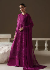 Modern Heirloom By Emaan Adeel Embroidered Chiffon 3 Piece Unstitched Suit EA26MHC D-01 ROSE MEMOIR Magenta - Front View
