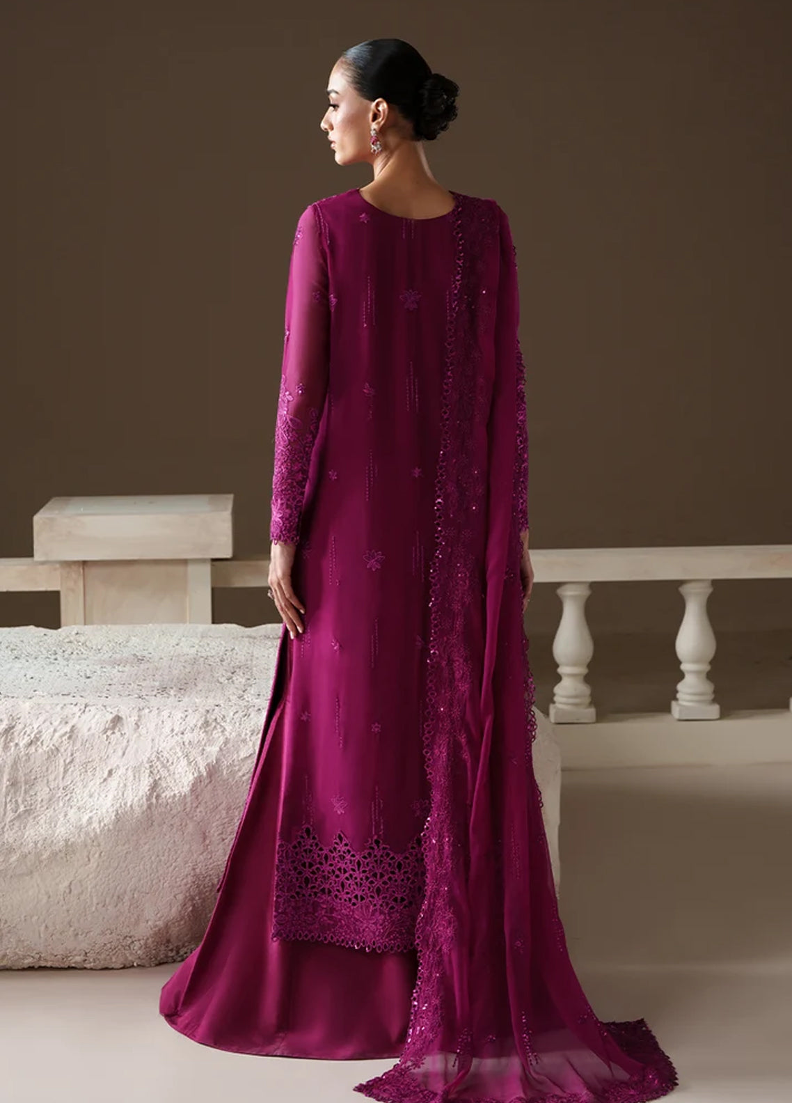 Modern Heirloom By Emaan Adeel Embroidered Chiffon 3 Piece Unstitched Suit EA26MHC D-01 ROSE MEMOIR Magenta - Back View Modern Heirloom By Emaan Adeel Embroidered Chiffon 3 Piece Unstitched Suit EA26MHC D-01 ROSE MEMOIR Magenta - Back View