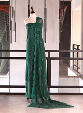 Moin Block Embroidered Raw Silk Suits Unstitched 3 Piece - MBLK25ERS 3374 GREEN