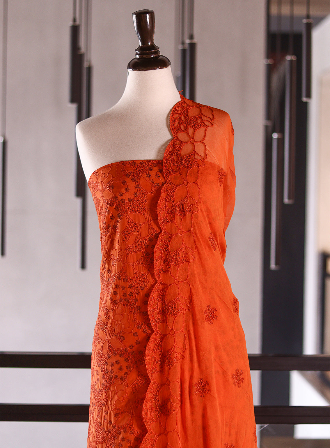 Moin Block Embroidered Raw Silk Suits Unstitched 3 Piece - MBLK25ERS 3374 ORANGE Moin Block Embroidered Raw Silk Suits Unstitched 3 Piece - MBLK25ERS 3374 ORANGE