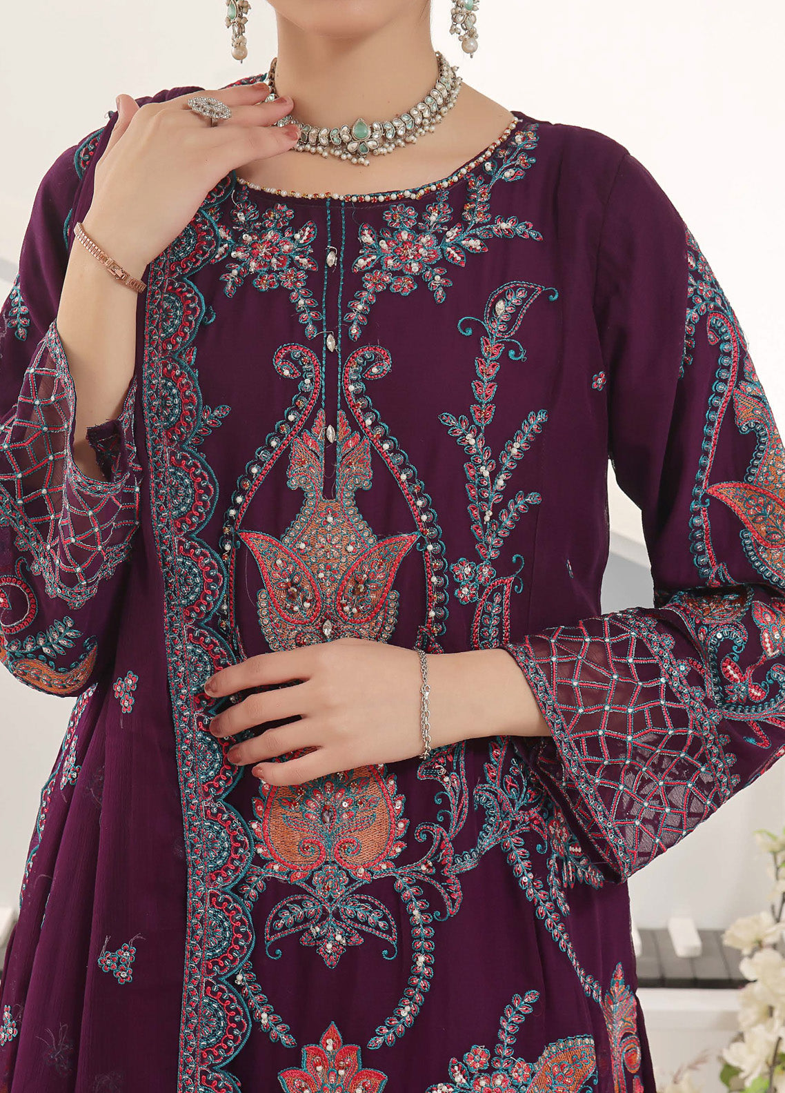 Nayara by Pak Fabrics Embroidered Chiffon Suits Stitched 3 Piece - PF25NL CL-447 Nayara by Pak Fabrics Embroidered Chiffon Suits Stitched 3 Piece - PF25NL CL-447