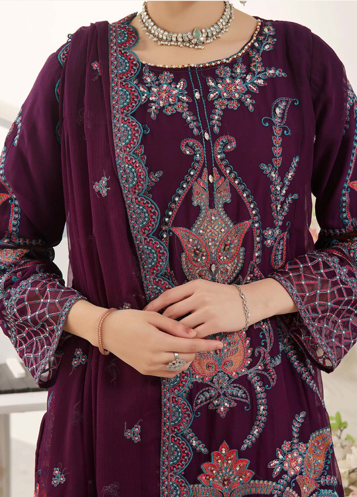 Nayara by Pak Fabrics Embroidered Chiffon Suits Stitched 3 Piece - PF25NL CL-447 Nayara by Pak Fabrics Embroidered Chiffon Suits Stitched 3 Piece - PF25NL CL-447