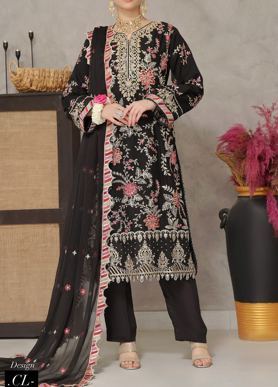 Nayara by Pak Fabrics Embroidered Chiffon Suits Stitched 3 Piece - PF25NL CL-450 Nayara by Pak Fabrics Embroidered Chiffon Suits Stitched 3 Piece - PF25NL CL-450