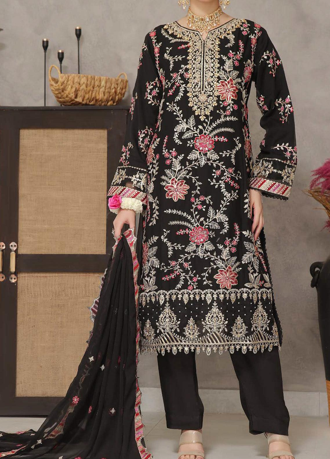 Nayara by Pak Fabrics Embroidered Chiffon Suits Stitched 3 Piece - PF25NL CL-450 Nayara by Pak Fabrics Embroidered Chiffon Suits Stitched 3 Piece - PF25NL CL-450
