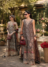 Noor By Saadia Asad Eid Luxury Printskhaas Embroidered Lawn 3 Piece Unstitched Suit NSA26ELPK D-11 WILD SAFARI