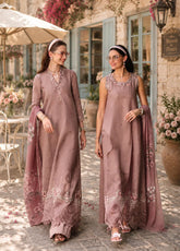 Noor By Saadia Asad Eid Luxury Printskhaas Embroidered Lawn 3 Piece Unstitched Suit NSA26ELPK D-3 ROSE ECLAT