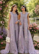 Noor By Saadia Asad Eid Luxury Printskhaas Embroidered Lawn 3 Piece Unstitched Suit NSA26ELPK D-4 LAVENDER LIGHTS