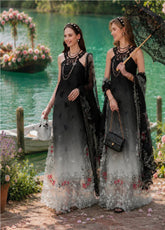 Noor By Saadia Asad Eid Luxury Printskhaas Embroidered Lawn 3 Piece Unstitched Suit NSA26ELPK D-5 MIDNIGHT SMOKE