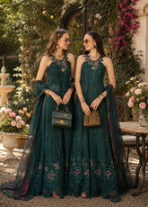 Noor By Saadia Asad Eid Luxury Printskhaas Embroidered Lawn 3 Piece Unstitched Suit NSA26ELPK D-6 COBLAT TEAL
