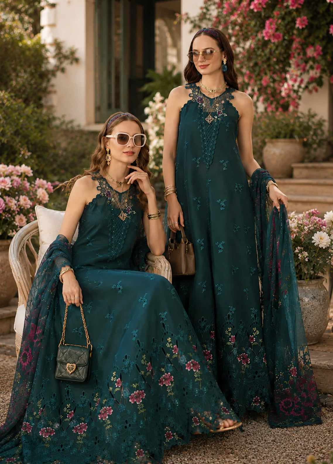 Noor By Saadia Asad Eid Luxury Printskhaas Embroidered Lawn 3 Piece Unstitched Suit NSA26ELPK D-6 COBLAT TEAL Noor By Saadia Asad Eid Luxury Printskhaas Embroidered Lawn 3 Piece Unstitched Suit NSA26ELPK D-6 COBLAT TEAL