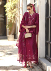 Noor By Saadia Asad Luxury Embroidered Lawn 3 Piece Unstitched Suit NSA26ELP D-3A FUSHIA BLUSH
