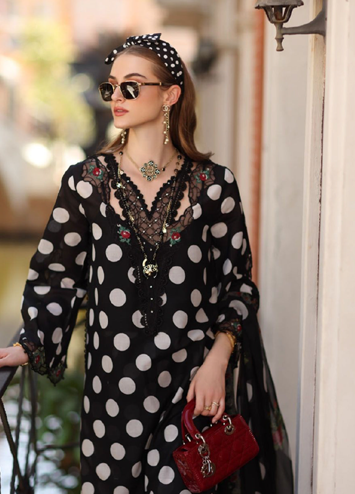 Noor By Saadia Asad Luxury Embroidered Lawn 3 Piece Unstitched Suit NSA26ELP D-4A BLACK POLKA Noor By Saadia Asad Luxury Embroidered Lawn 3 Piece Unstitched Suit NSA26ELP D-4A BLACK POLKA