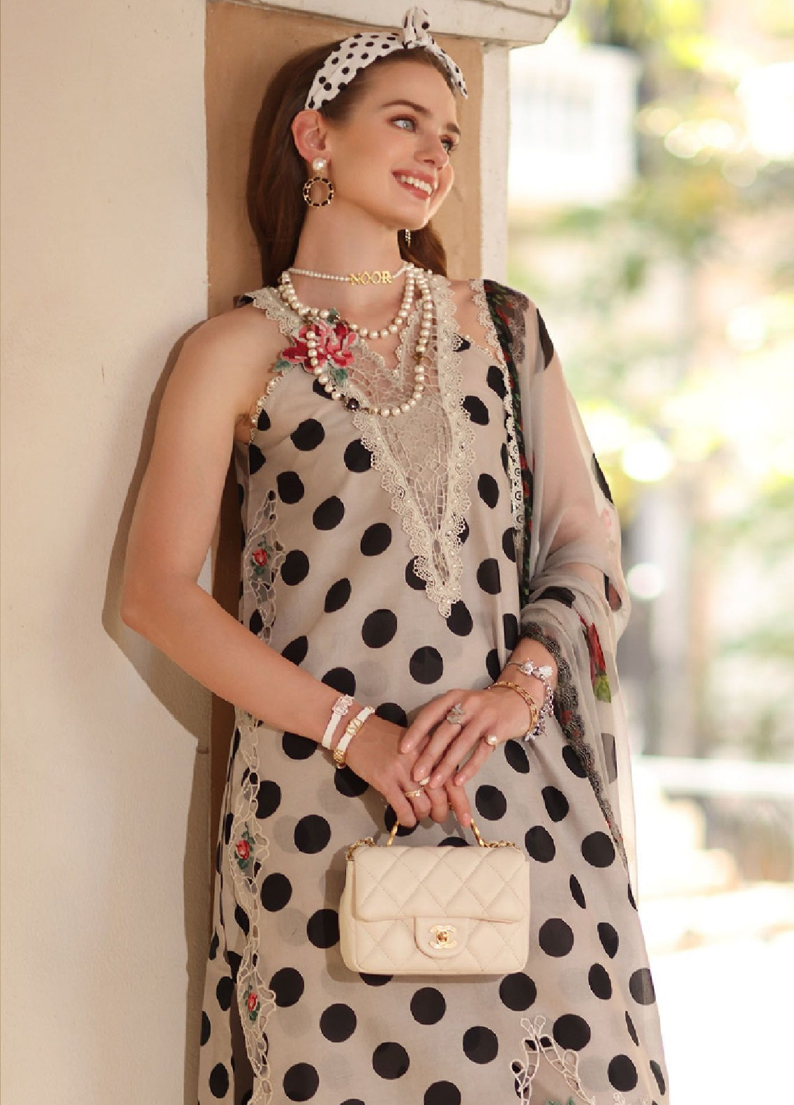 Noor By Saadia Asad Luxury Embroidered Lawn 3 Piece Unstitched Suit NSA26ELP D-4B MOONLIGHT POLKA Noor By Saadia Asad Luxury Embroidered Lawn 3 Piece Unstitched Suit NSA26ELP D-4B MOONLIGHT POLKA