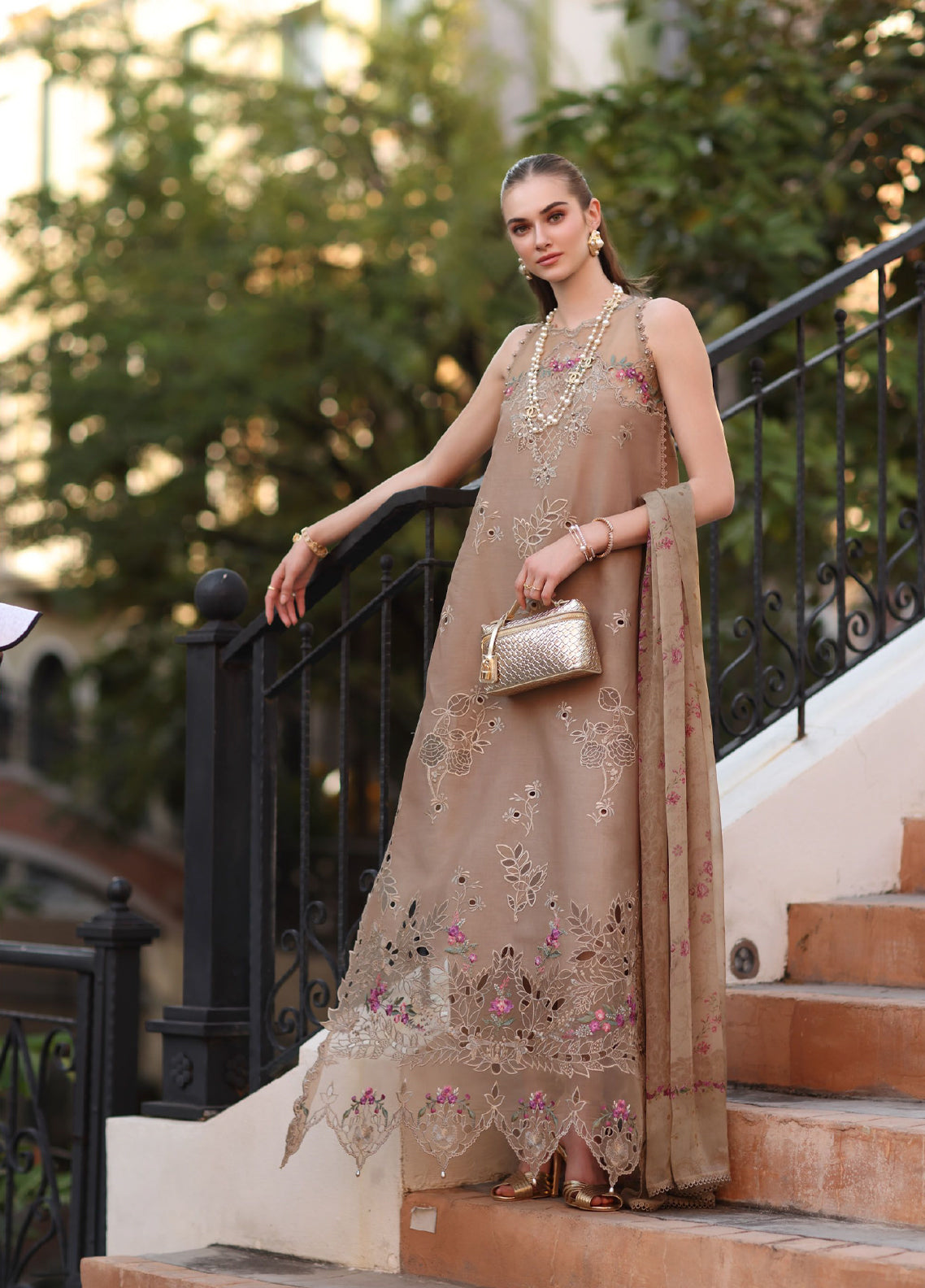 Noor By Saadia Asad Luxury Embroidered Lawn 3 Piece Unstitched Suit NSA26ELP D-5B WARM BISCOTTI Noor By Saadia Asad Luxury Embroidered Lawn 3 Piece Unstitched Suit NSA26ELP D-5B WARM BISCOTTI
