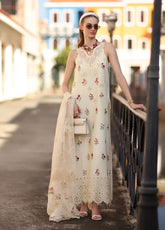 Noor By Saadia Asad Luxury Embroidered Lawn 3 Piece Unstitched Suit NSA26ELP D-8A VANILLA MIST