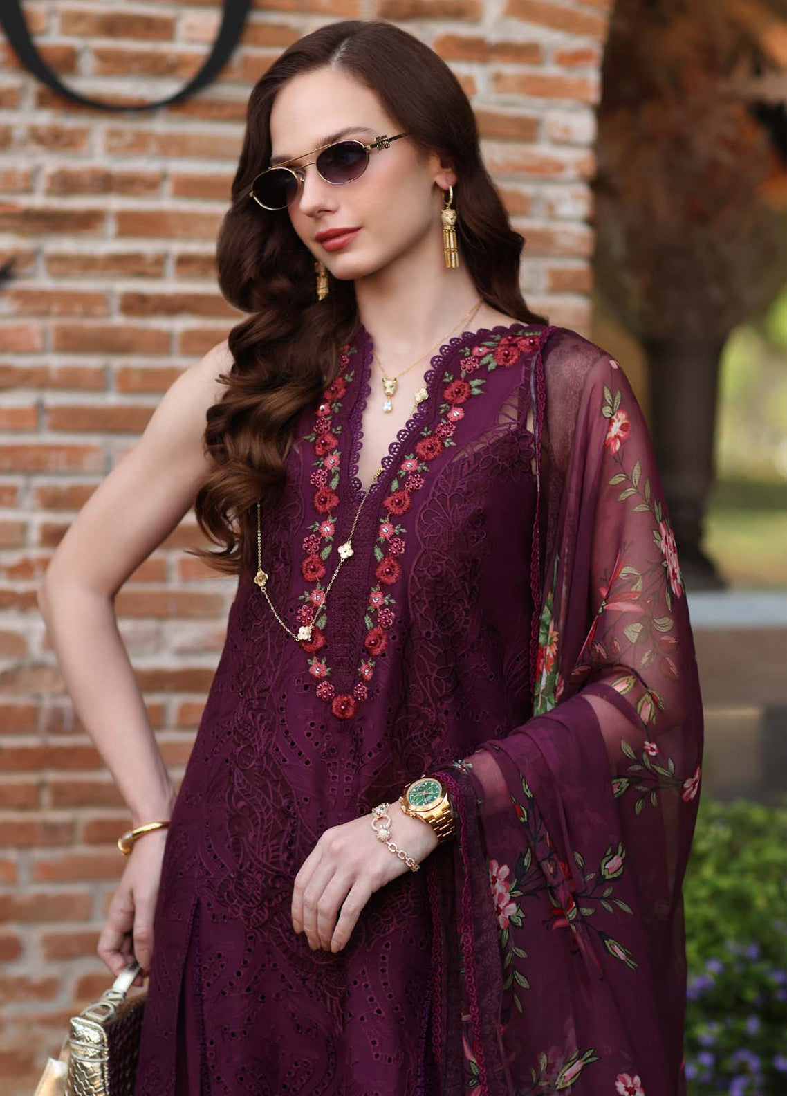 Noor By Saadia Asad Luxury Embroidered Schiffli Laserkari Lawn 3 Piece Unstitched Suit NSA26ELSL D-10 Plum Royal Noor By Saadia Asad Luxury Embroidered Schiffli Laserkari Lawn 3 Piece Unstitched Suit NSA26ELSL D-10 Plum Royal