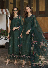 Noor By Saadia Asad Luxury Embroidered Schiffli Laserkari Lawn 3 Piece Unstitched Suit NSA26ELSL D-11 EmeraldJewel