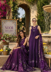 Noor By Saadia Asad Luxury Embroidered Schiffli Laserkari Lawn 3 Piece Unstitched Suit NSA26ELSL D-2 Amalfi Amethyst