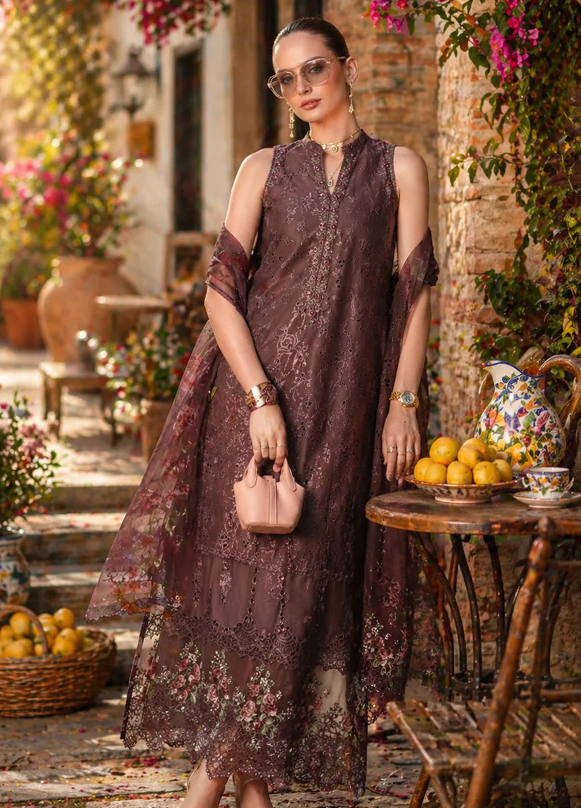 Noor By Saadia Asad Luxury Embroidered Schiffli Laserkari Lawn 3 Piece Unstitched Suit NSA26ELSL D-3 Espresso Rose Noor By Saadia Asad Luxury Embroidered Schiffli Laserkari Lawn 3 Piece Unstitched Suit NSA26ELSL D-3 Espresso Rose