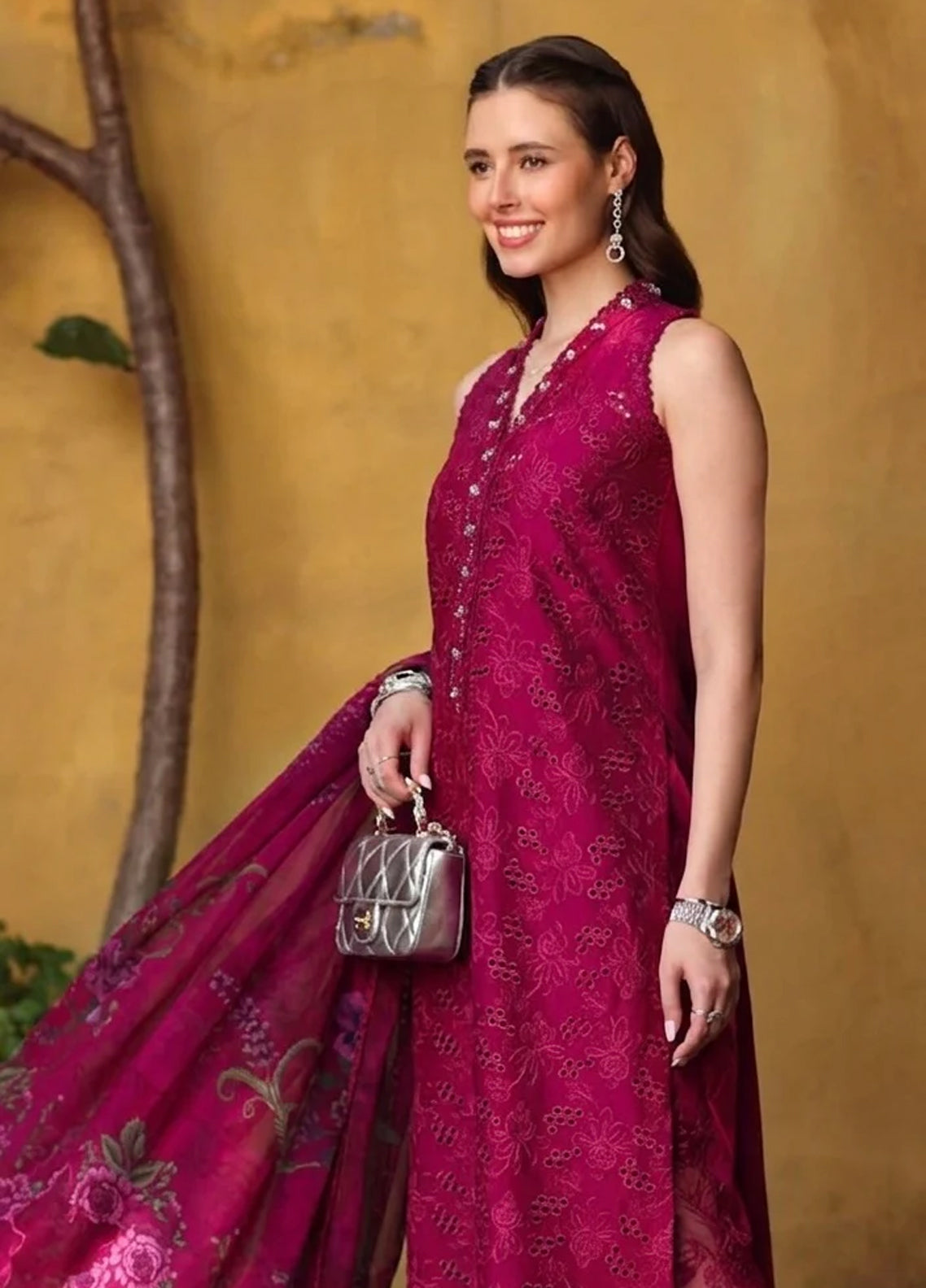 Noor By Saadia Asad Luxury Embroidered Schiffli Laserkari Lawn 3 Piece Unstitched Suit NSA26ELSL D-4 Fuchia Elegance Noor By Saadia Asad Luxury Embroidered Schiffli Laserkari Lawn 3 Piece Unstitched Suit NSA26ELSL D-4 Fuchia Elegance