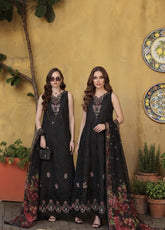 Noor By Saadia Asad Luxury Embroidered Schiffli Laserkari Lawn 3 Piece Unstitched Suit NSA26ELSL D-5 Raven Black