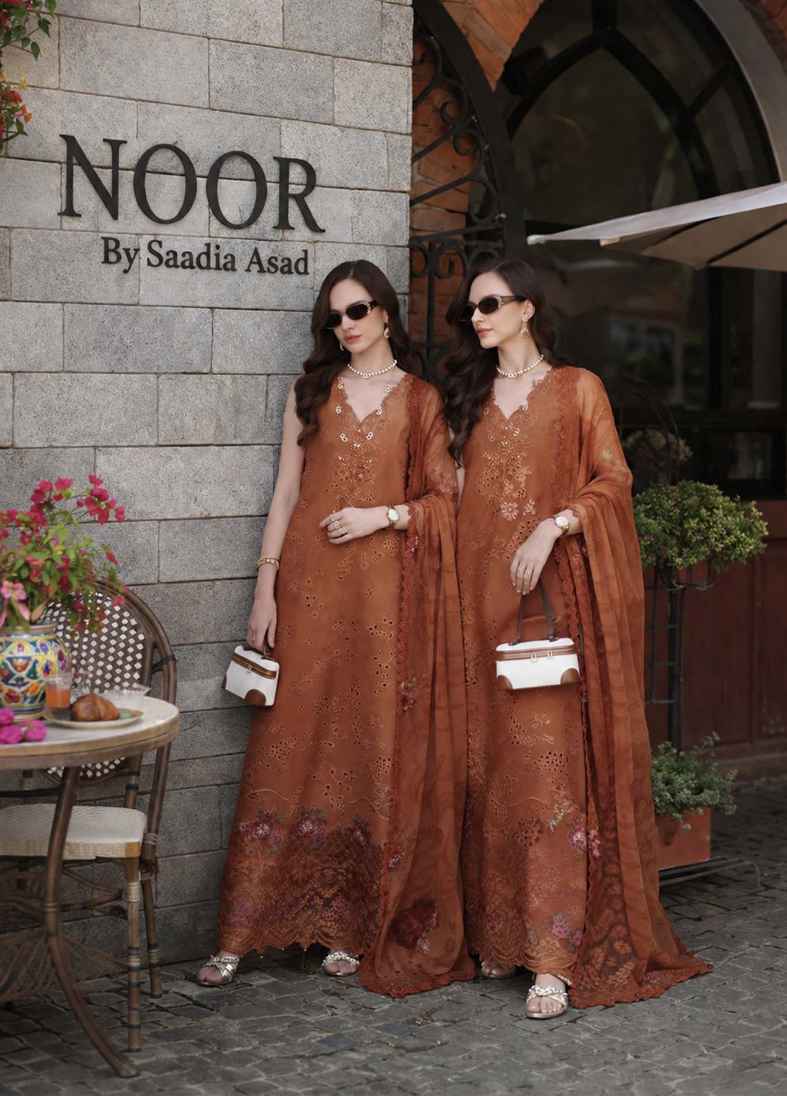 Noor By Saadia Asad Luxury Embroidered Schiffli Laserkari Lawn 3 Piece Unstitched Suit NSA26ELSL D-6 Amber Rustique Noor By Saadia Asad Luxury Embroidered Schiffli Laserkari Lawn 3 Piece Unstitched Suit NSA26ELSL D-6 Amber Rustique