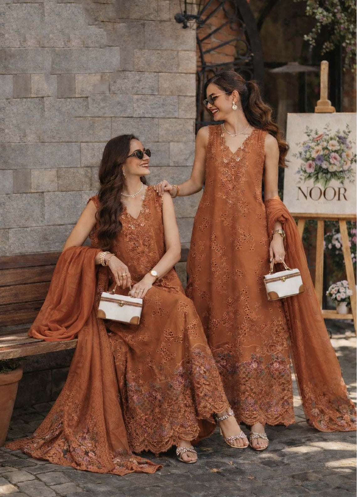 Noor By Saadia Asad Luxury Embroidered Schiffli Laserkari Lawn 3 Piece Unstitched Suit NSA26ELSL D-6 Amber Rustique Noor By Saadia Asad Luxury Embroidered Schiffli Laserkari Lawn 3 Piece Unstitched Suit NSA26ELSL D-6 Amber Rustique