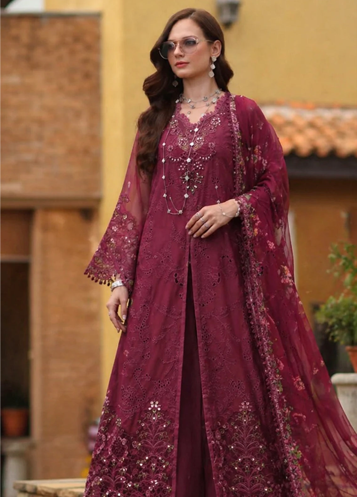 Noor By Saadia Asad Luxury Embroidered Schiffli Laserkari Lawn 3 Piece Unstitched Suit NSA26ELSL D-8 Rasberry love Noor By Saadia Asad Luxury Embroidered Schiffli Laserkari Lawn 3 Piece Unstitched Suit NSA26ELSL D-8 Rasberry love