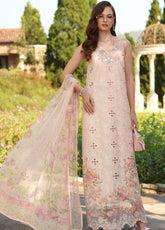 Noor By Saadia Asad Luxury Handwork Schiffli Lawn 3 Piece Unstitched Suit NSA26LEHSL D-7A FLORINE