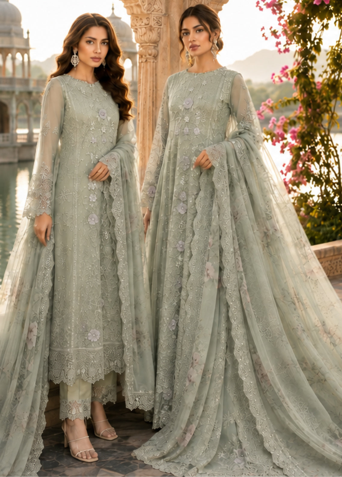 Noor By Saadia Asad Nooriyah Luxury Embroidered Chiffon 3 Piece Unstitched Suit NSA26NLEC D-01 PISTACHIO MIST Noor By Saadia Asad Nooriyah Luxury Embroidered Chiffon 3 Piece Unstitched Suit NSA26NLEC D-01 PISTACHIO MIST