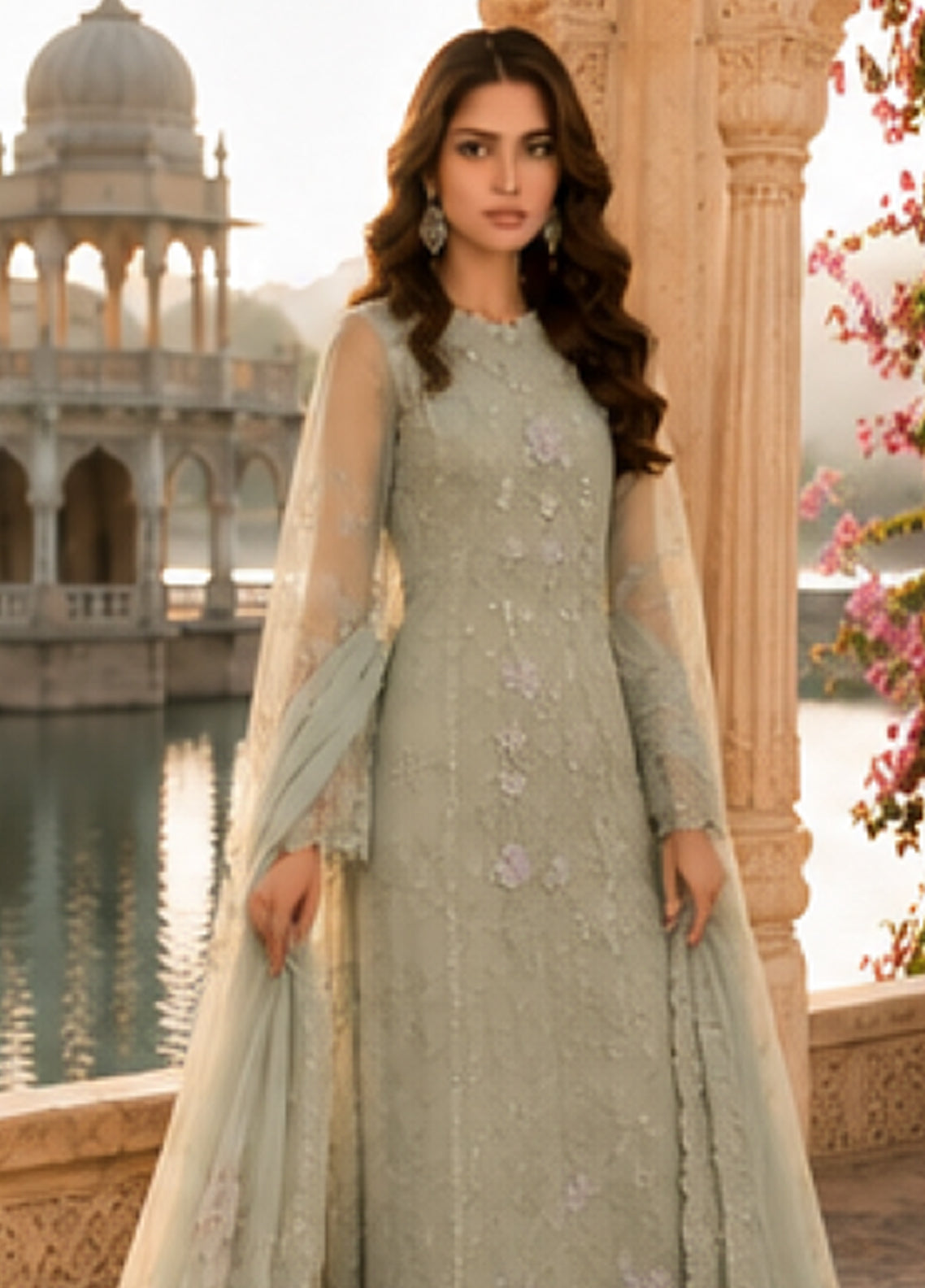 Noor By Saadia Asad Nooriyah Luxury Embroidered Chiffon 3 Piece Unstitched Suit NSA26NLEC D-01 PISTACHIO MIST Noor By Saadia Asad Nooriyah Luxury Embroidered Chiffon 3 Piece Unstitched Suit NSA26NLEC D-01 PISTACHIO MIST