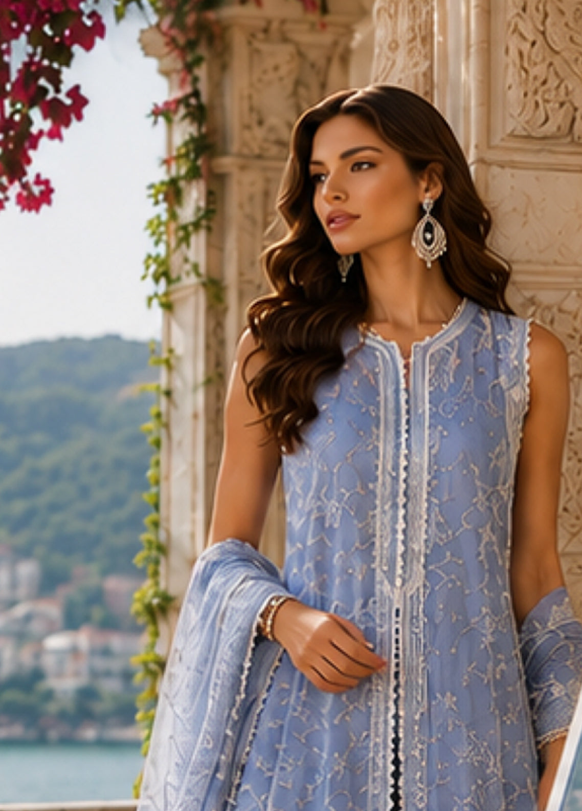 Noor By Saadia Asad Nooriyah Luxury Embroidered Chiffon 3 Piece Unstitched Suit NSA26NLEC D-03 DOVE BLUE Noor By Saadia Asad Nooriyah Luxury Embroidered Chiffon 3 Piece Unstitched Suit NSA26NLEC D-03 DOVE BLUE