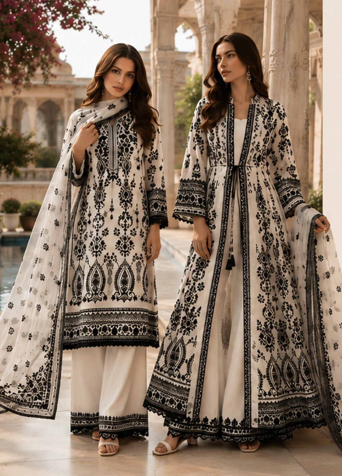 Noor By Saadia Asad Nooriyah Luxury Embroidered Chiffon 3 Piece Unstitched Suit NSA26NLEC D-04 MONOCHROME MUSE Noor By Saadia Asad Nooriyah Luxury Embroidered Chiffon 3 Piece Unstitched Suit NSA26NLEC D-04 MONOCHROME MUSE