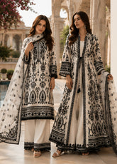 Noor By Saadia Asad Nooriyah Luxury Embroidered Chiffon 3 Piece Unstitched Suit NSA26NLEC D-04 MONOCHROME MUSE