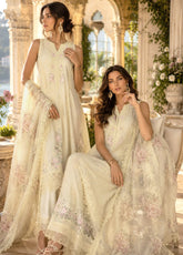Noor By Saadia Asad Nooriyah Luxury Embroidered Chiffon 3 Piece Unstitched Suit NSA26NLEC D-05 PALE YELLOW