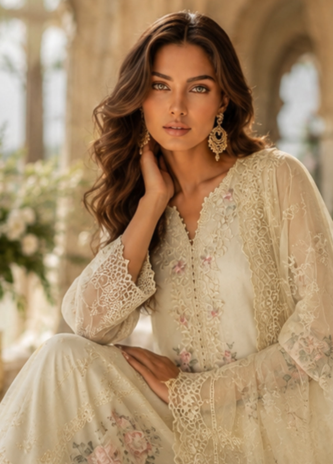 Noor By Saadia Asad Nooriyah Luxury Embroidered Chiffon 3 Piece Unstitched Suit NSA26NLEC D-05 PALE YELLOW Noor By Saadia Asad Nooriyah Luxury Embroidered Chiffon 3 Piece Unstitched Suit NSA26NLEC D-05 PALE YELLOW