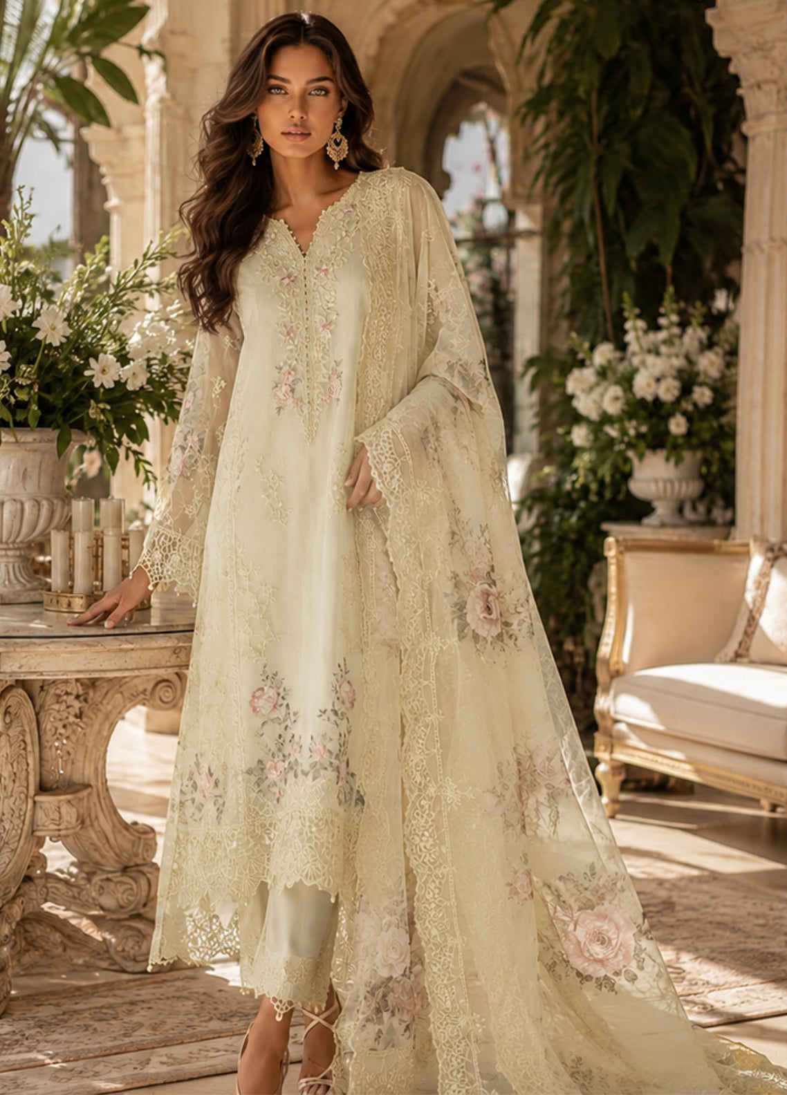 Noor By Saadia Asad Nooriyah Luxury Embroidered Chiffon 3 Piece Unstitched Suit NSA26NLEC D-05 PALE YELLOW Noor By Saadia Asad Nooriyah Luxury Embroidered Chiffon 3 Piece Unstitched Suit NSA26NLEC D-05 PALE YELLOW