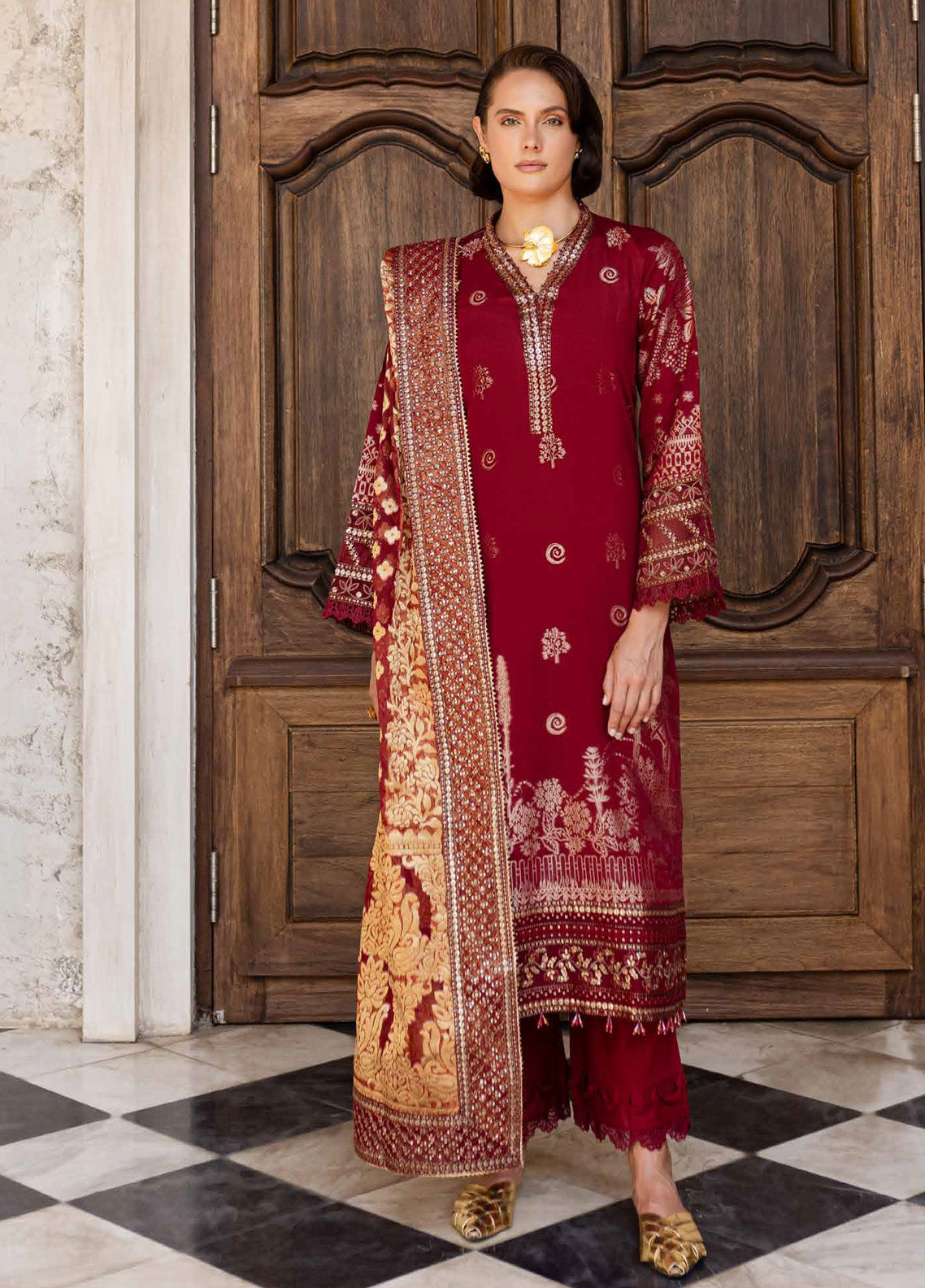 Nureh Embroidered Jacquard Lawn Suits Unstitched 3 Piece - NU25EL NE-155 Nureh Embroidered Jacquard Lawn Suits Unstitched 3 Piece - NU25EL NE-155