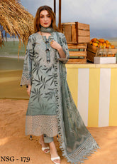 Nureh Embroidered Lawn Doriya Suits Unstitched 3 Piece - NU25GL NSG-179