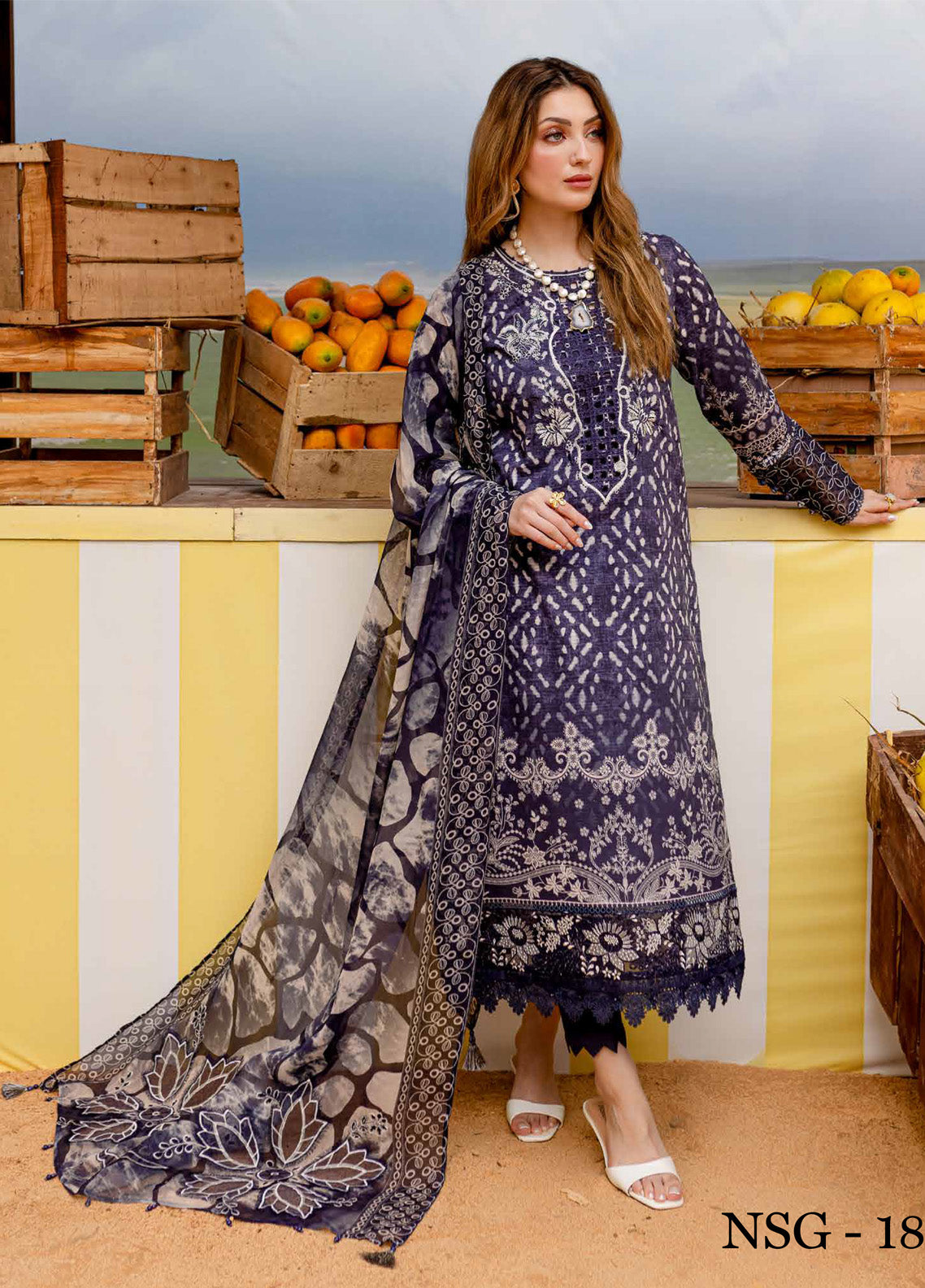 Nureh Embroidered Lawn Doriya Suits Unstitched 3 Piece - NU25GL NSG-182 Nureh Embroidered Lawn Doriya Suits Unstitched 3 Piece - NU25GL NSG-182