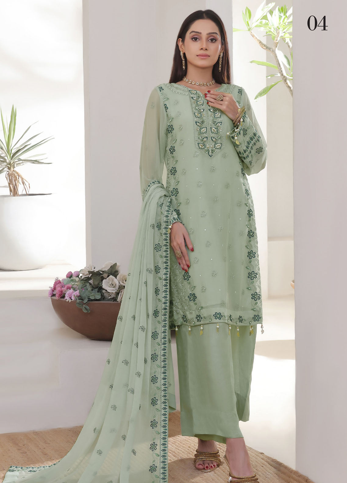 Nurin by Soghat Creation Embroidered Chiffon Suits Unstitched 3 Piece - SC25NC 04 Nurin by Soghat Creation Embroidered Chiffon Suits Unstitched 3 Piece - SC25NC 04
