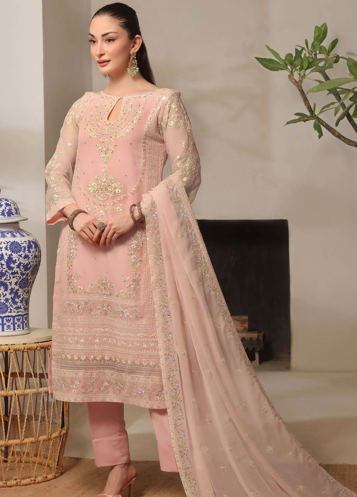 Nurin by Soghat Creation Embroidered Chiffon Suits Unstitched 3 Piece - SC25NC 09 Nurin by Soghat Creation Embroidered Chiffon Suits Unstitched 3 Piece - SC25NC 09
