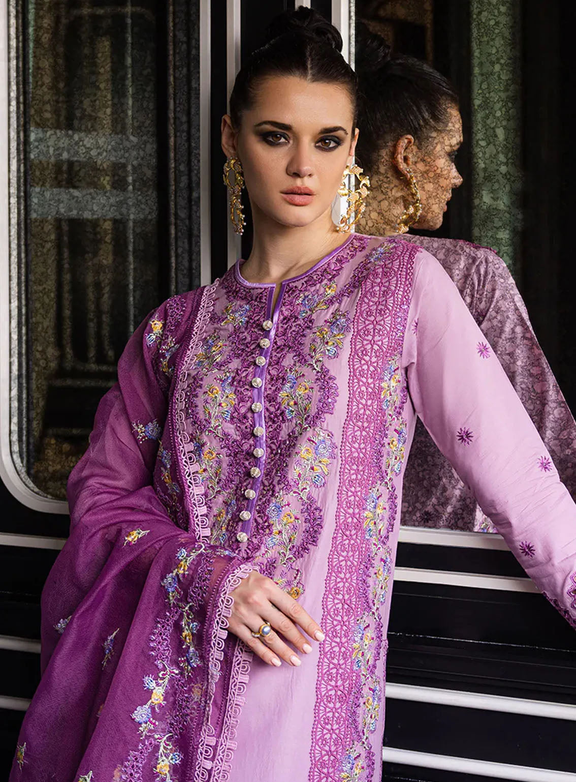Orient Express By Mushq Embroidered Lawn Suits Unstitched 3 Piece - MQ24OE 01 ELODIE Orient Express By Mushq Embroidered Lawn Suits Unstitched 3 Piece - MQ24OE 01 ELODIE