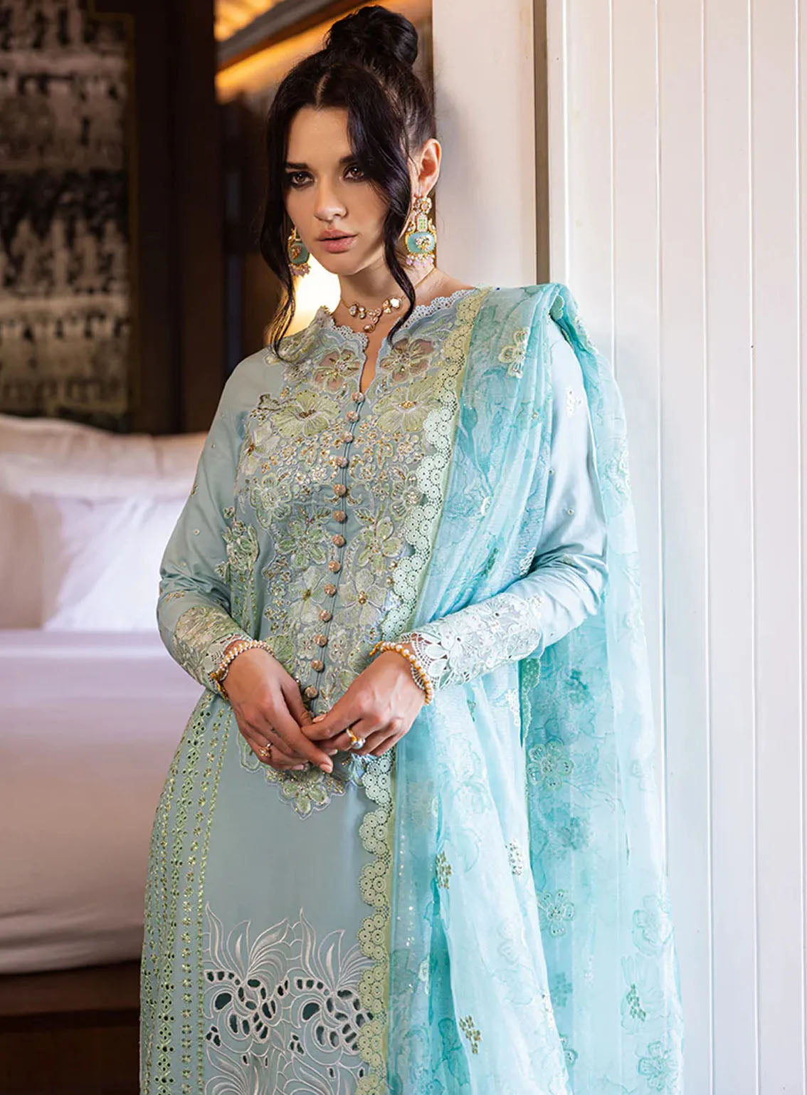 Orient Express By Mushq Embroidered Lawn Suits Unstitched 3 Piece - MQ24OE 02 REVE Orient Express By Mushq Embroidered Lawn Suits Unstitched 3 Piece - MQ24OE 02 REVE